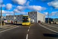 Berlin, Germany - December 02, 2016: Tourist double-decker bus in Berlin next to the new train station Royalty Free Stock Photo