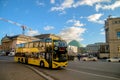 Berlin, Germany - December 02, 2016: Tourist double-decker bus in yellow In the center of Berlin