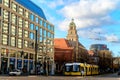 Berlin, Germany - December 02, 2016: View of Berlin with the tower of the Marienkirche. St. Mary`s Church, known in German as