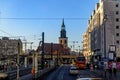 Berlin, Germany - December 02, 2016: View of Berlin with the tower of the Marienkirche. St. Mary`s Church, known in German as