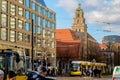 Berlin, Germany - December 02, 2016: View of Berlin with the tower of the Marienkirche. St. Mary`s Church, known in German as