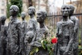 BERLIN, GERMANY - December 16 2017: Will Lammert`s sculpture `Jewish Victims of Fascism` in front of the Old Jewish cemetery