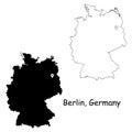 Berlin Germany. Detailed Country Map with Location Pin on Capital City.