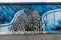 February, 7, 2020. Back site of the East Side Gallery wall of Berlin Germany, with a construction site on the