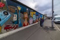February, 7, 2020. Back site of the East Side Gallery wall of Berlin Germany, with a construction site on the Royalty Free Stock Photo