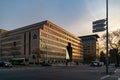 Berlin, Germany. February 19, 2019. Morning in Berlin. City view of the road and architecture of Berlin. Sunset light Royalty Free Stock Photo