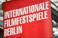 Red banner of the 68th Berlinale Festival 2018 Royalty Free Stock Photo