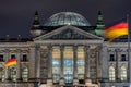 Reichstag building Deutscher Bundestag at night, parliament of Germany, Berlin Royalty Free Stock Photo