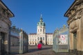 Berlin, Germany 9 February 2018 view of the Schloss Charlottenburg palace in front of the main entrance, where a wheelchair holder