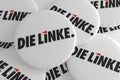 German Election Politics Badges Concept: Pile of The Left Party Buttons, 3d illustration