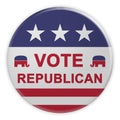 Vote Republican Button With US Flag And Elephants, 3d illustration On White Royalty Free Stock Photo