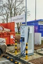 View to a public charging station for environmentally friendly cars with electric drives