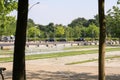 View of public water fountain park in summer Royalty Free Stock Photo