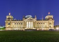 Berlin Germany - Juli 26 2020 Night view of Bundestag Reichstag building in Berlin, Germany Royalty Free Stock Photo