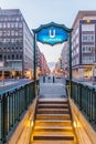 BERLIN, GERMANY - JULY 30, 2017: Entrance to metro U-Bahn station Stadtmitte in Berlin, Germa Royalty Free Stock Photo