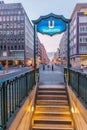 BERLIN, GERMANY - JULY 30, 2017: Entrance to metro U-Bahn station Stadtmitte in Berlin, Germa