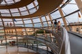 Interior view of the helicoidal ramp in the Reichstag building in Berlin