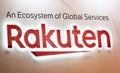 BERLIN, GERMANY JULY 2019: Logo of RAKUTEN company. RAKUTEN is a Japanese electronic commerce and internet company based in Tokyo