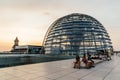 View at sunset of the dome of Reichstag building in Berlin