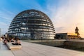 View at sunset of the dome of Reichstag building in Berlin