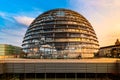 View at sunset of the dome of Reichstag building in Berlin