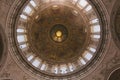 bottom view of beautiful ancient Berliner Dom ceiling in Berlin, Germany Royalty Free Stock Photo