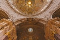 bottom view of beautiful ancient Berliner Dom ceiling in Berlin, Germany Royalty Free Stock Photo