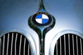 Car design detail and BMW logo / brand name closeup on oldtimer Royalty Free Stock Photo