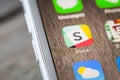 Close up to Slack app on iPhone 7 screen Royalty Free Stock Photo