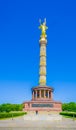 BERLIN, GERMANY - JUNE 06, 2015: Golden statue in the top of the column in Tiergarten park in Berlin Royalty Free Stock Photo
