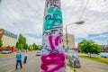 BERLIN, GERMANY - JUNE 06, 2015: Hictoric monument, berlin wall. The west and east now whit out barriers Royalty Free Stock Photo