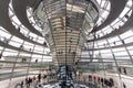 Berlin, Germany - June 23, 2015: Interior view of the large glass dome at the very top of the Reichstag Royalty Free Stock Photo