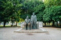 Karl Marx and Friedrich Engels statue at Marx-Engels-Forum public park in Berlin, Germany Royalty Free Stock Photo