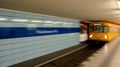 Motion Blur Magic: Arriving Subway Train Transforms into a Streak of Light Royalty Free Stock Photo