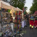 Multicultural street festival with many people in the district Kreuzberg of Berlin.