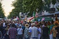 Multicultural street festival with many people in the district Kreuzberg of Berlin.