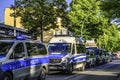 Operation of the Berlin police with several emergency vehicles in front of a hookah bar Royalty Free Stock Photo