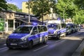 Operation of the Berlin police with several emergency vehicles in front of a hookah bar Royalty Free Stock Photo