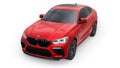 Berlin. Germany. June 10, 2022. Red BMW X6M Competition III 2020 F96 on a white background. 3d model of a sports SUV in Royalty Free Stock Photo