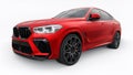 Berlin. Germany. June 10, 2022. Red BMW X6M Competition III 2020 F96 on a white background. 3d model of a sports SUV in Royalty Free Stock Photo