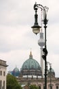 Berlin, Germany, 13 June 2018. Symbols of Berlin. The sphericity of the television tower, street lamps and domes Royalty Free Stock Photo