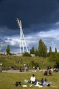 Mauerpark Stadium Lighting Tower and Hill Berlin Germany Royalty Free Stock Photo