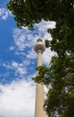 Berlin, Germany - June 29, 2022: The TV Tower or Fernsehturm at the Alexanderplatz, former city center of east berlin. Fernsehturm Royalty Free Stock Photo