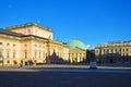 : View to the Bebelplatz in downtown Berlin with the St. Hedwig`s-Cathedral and the German State Opera