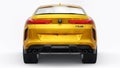 Berlin. Germany. June 10, 2022. Yellow BMW X6M Competition III 2020 F96 on a white background. 3d model of a sports SUV Royalty Free Stock Photo