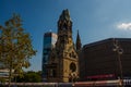 Berlin, Germany: Kaiser Wilhelm Memorial Church. Historical church hit and damaged by allied air forces during the second world