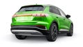 Berlin. Germany. March 11, 2024. Audi Q4 e-tron 2022. Light green modern electric SUV on a white background. A new