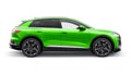 Berlin. Germany. March 11, 2024. Audi Q4 e-tron 2022. Light green modern electric SUV on a white background. A new