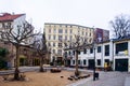 BERLIN, GERMANY, MARCH 12, 2015: complex of nine courtyards hidden among tall buildings was transformed into tranquil Royalty Free Stock Photo