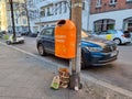 Berlin, Germany - March 13 2022, overflowing public trash bin berlin City center